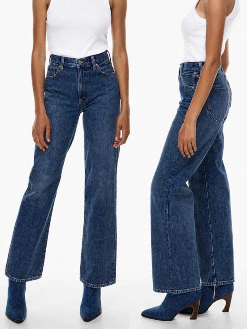Denim Forum Farrah High Rise Wide Leg Jeans Regenerative Cotton Blue